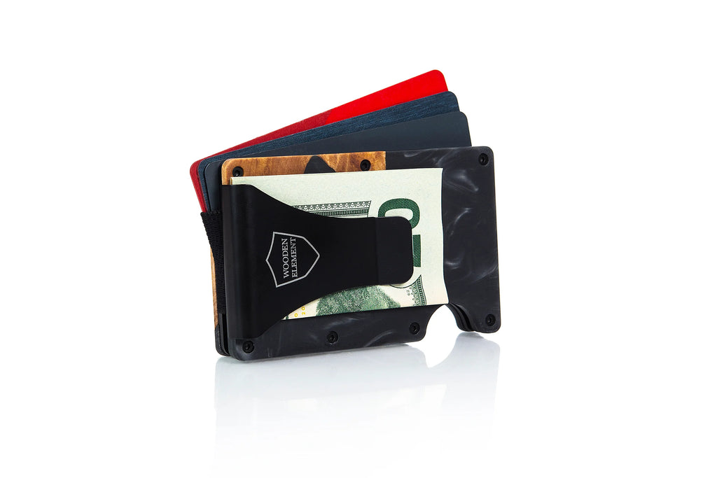 Wood & Resin Smart Wallet - Black