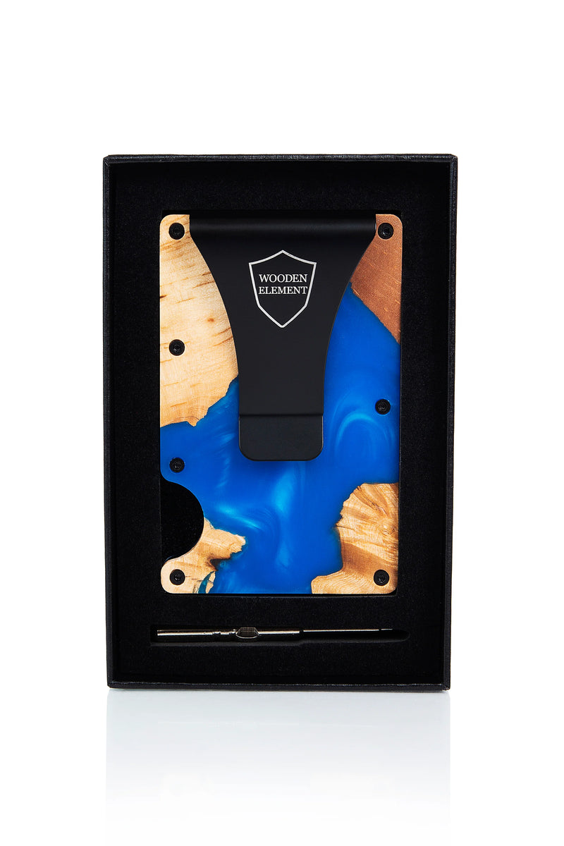 Wood & Resin Smart Wallet - Blue – Wooden Element UK