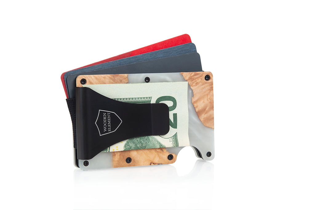 Wood & Resin Smart Wallet - Pearl White